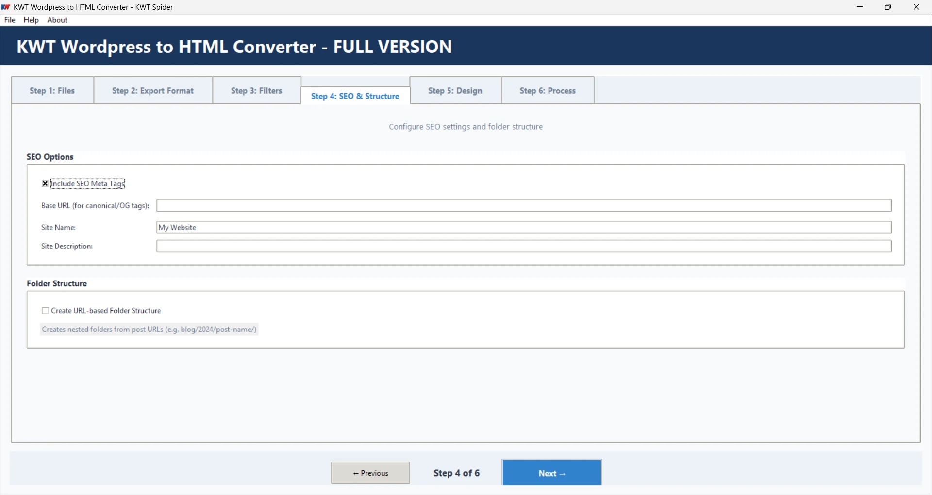 Step 4:SEO and structure
